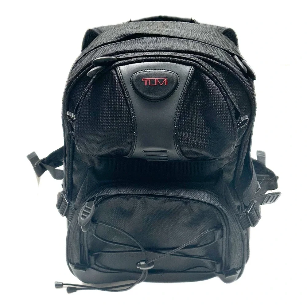 TUMI Thompson Backpack XL Black Leather Ballistic Nylon Laptop Sleeve Rucksack